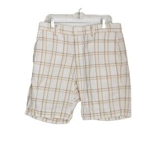 Chase Edwards Men's 34 Golf Shorts Plaid Brown White Beige